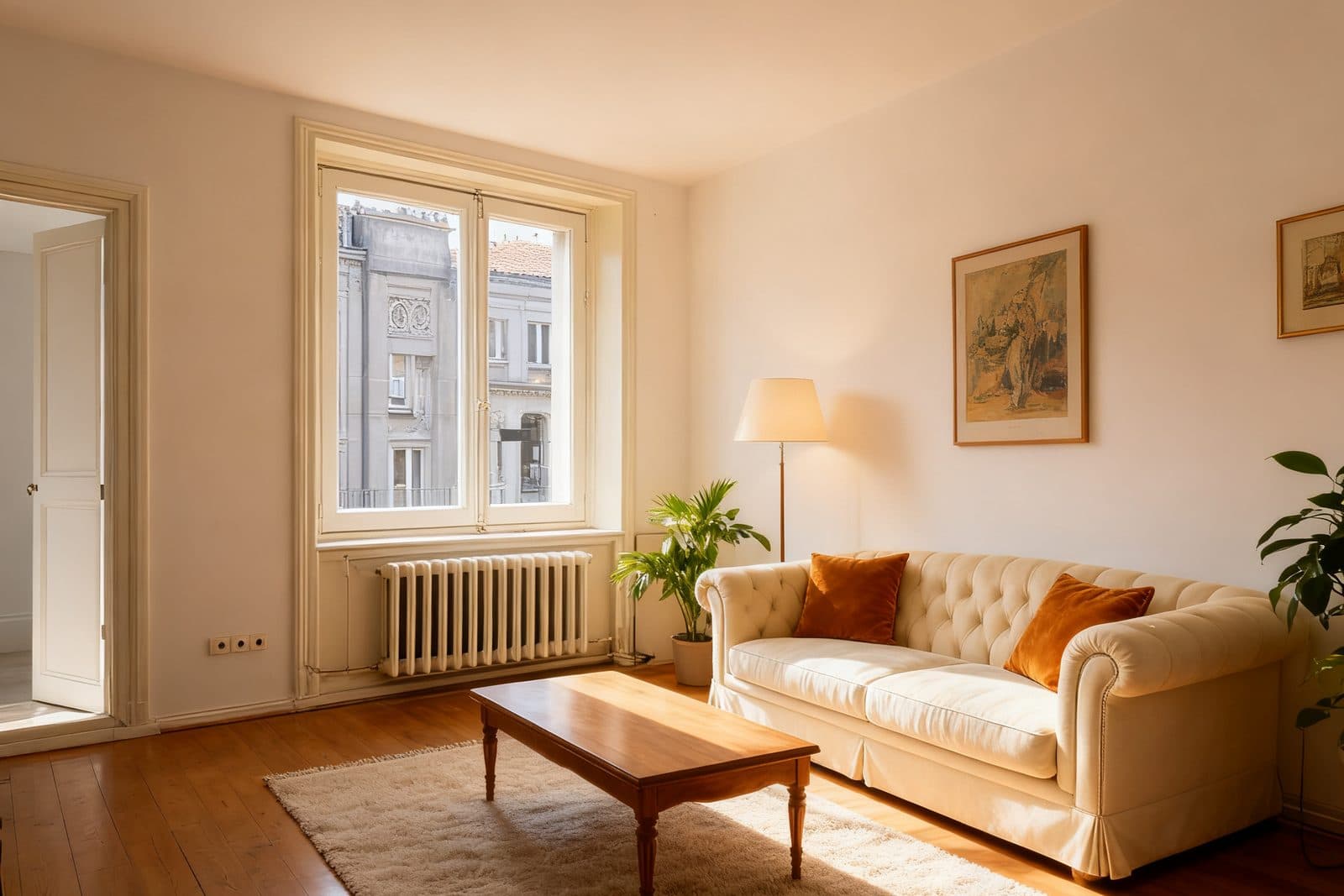 Wohnzimmer nach dem Home Staging: möbliert, warm und einladend